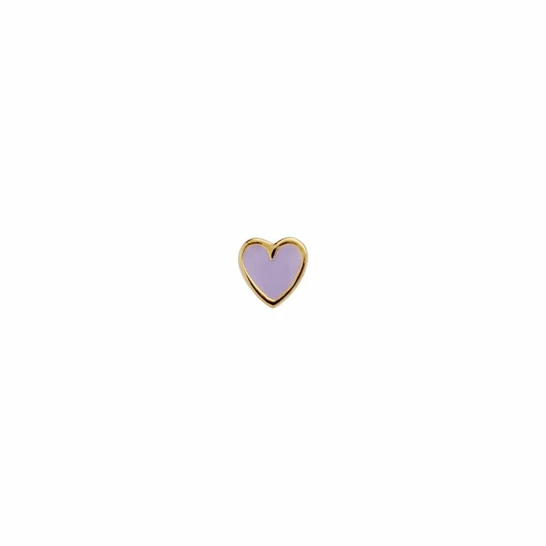 Stine A Petit Love Heart Ørering, Guld/Purple Sorbet