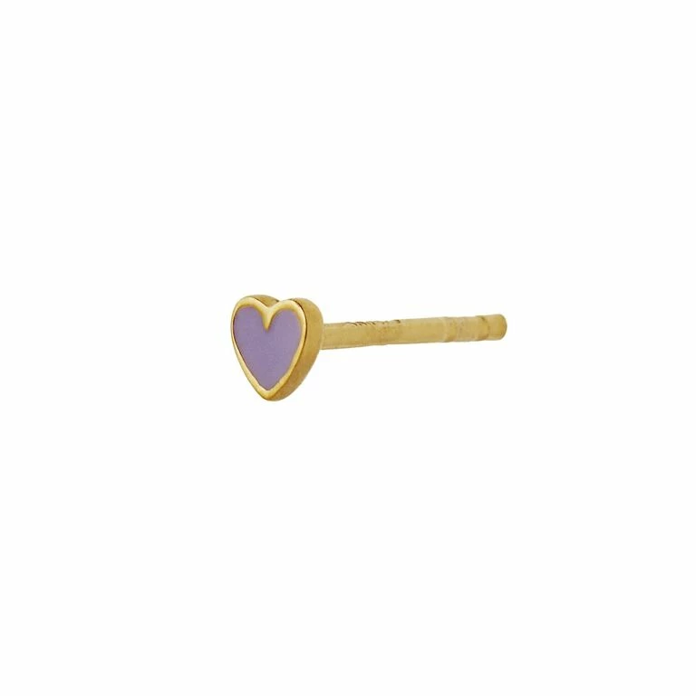 Stine A Petit Love Heart Ørering, Guld/Purple Sorbet - Billede 2