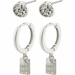 Pilgrim Valkyria 2-i-1 Øreringe, Sølv