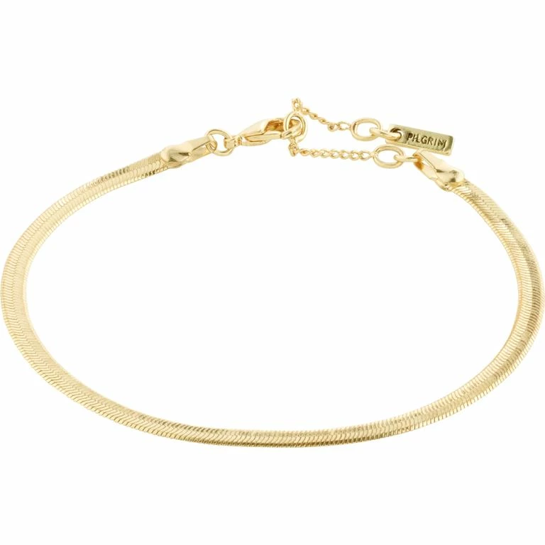 Pilgrim Joanna Flat Snake Chain Armbånd, Guld, 16 Cm