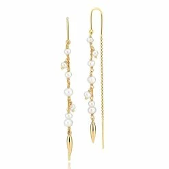 Izabel Camille Majesty Long Øreringe, Guld/Hvid