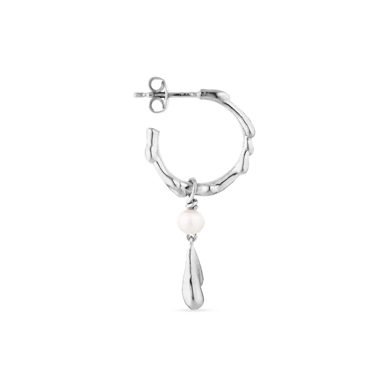 Jane Kønig Drippy Pearl Hoop, Sølv - Billede 2