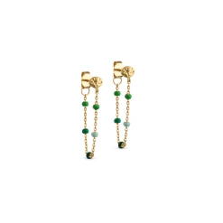 ENAMEL Copenhagen Lola Øreringe, Guld/Grøn