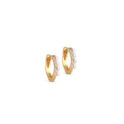 ENAMEL Copenhagen Paula Pearl Hoops, Guld/Hvid