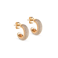ENAMEL Copenhagen Sparkling Luna Mini Hoops, Guld/Hvid
