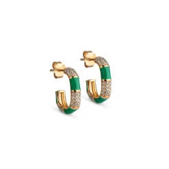 ENAMEL Copenhagen Oline Hoops, Guld/Grøn