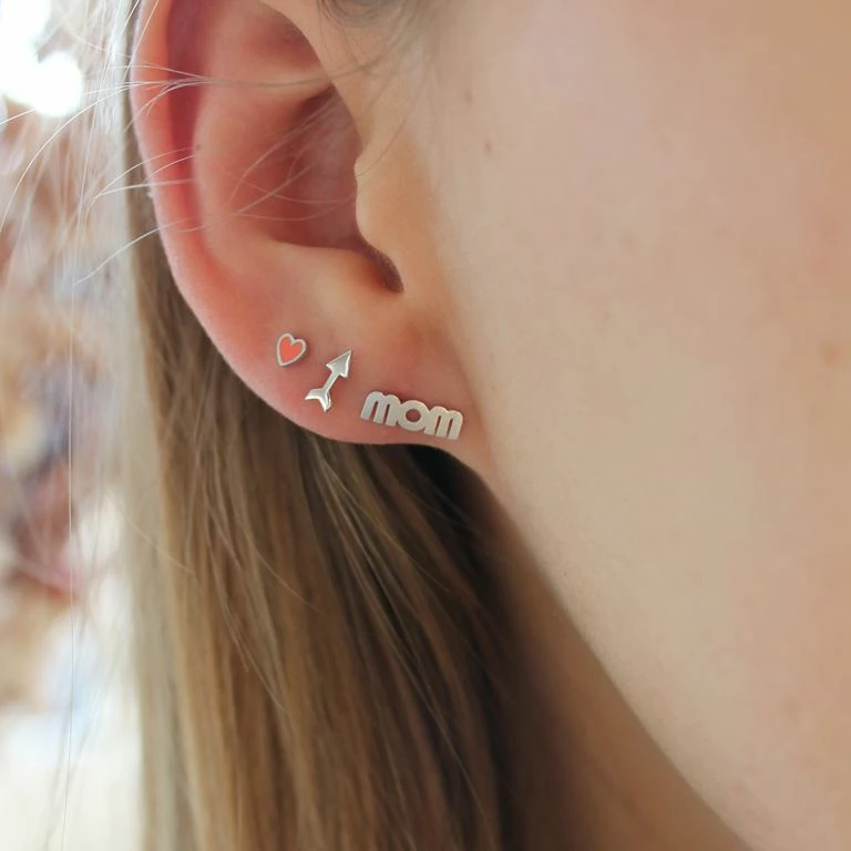 Stine A Petit Love Heart Ørering, Sølv/Coral - Billede 4