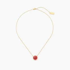 Marc Jacobs The Medallion Pendant Halskæde, Guld/Rød, 41+2,5 Cm