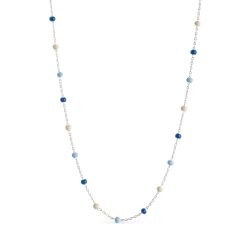 ENAMEL Copenhagen Lola Halskæde, Sølv/Marine, 38+2+2 Cm