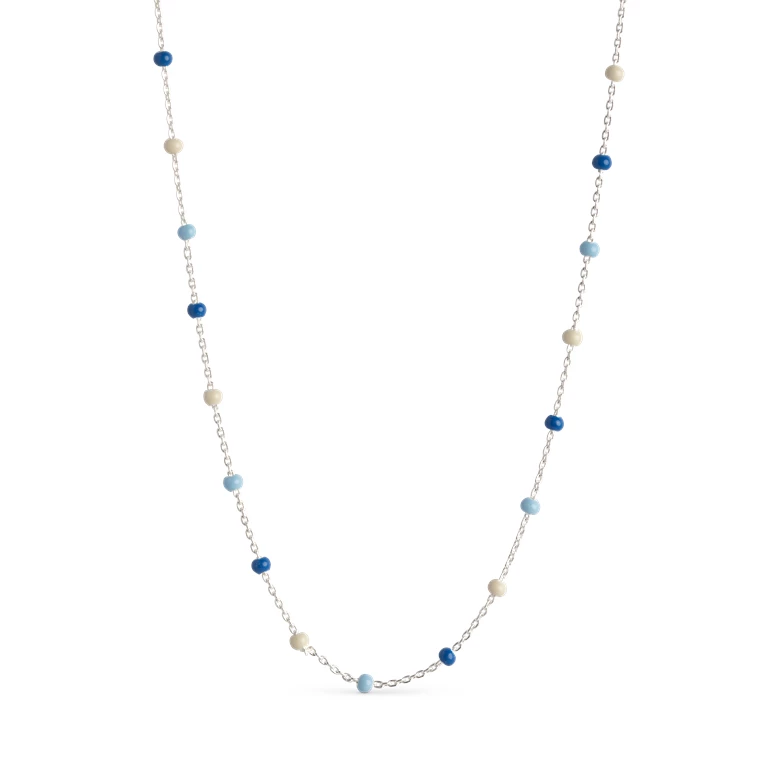 ENAMEL Copenhagen Lola Halskæde, Sølv/Marine, 38+2+2 Cm