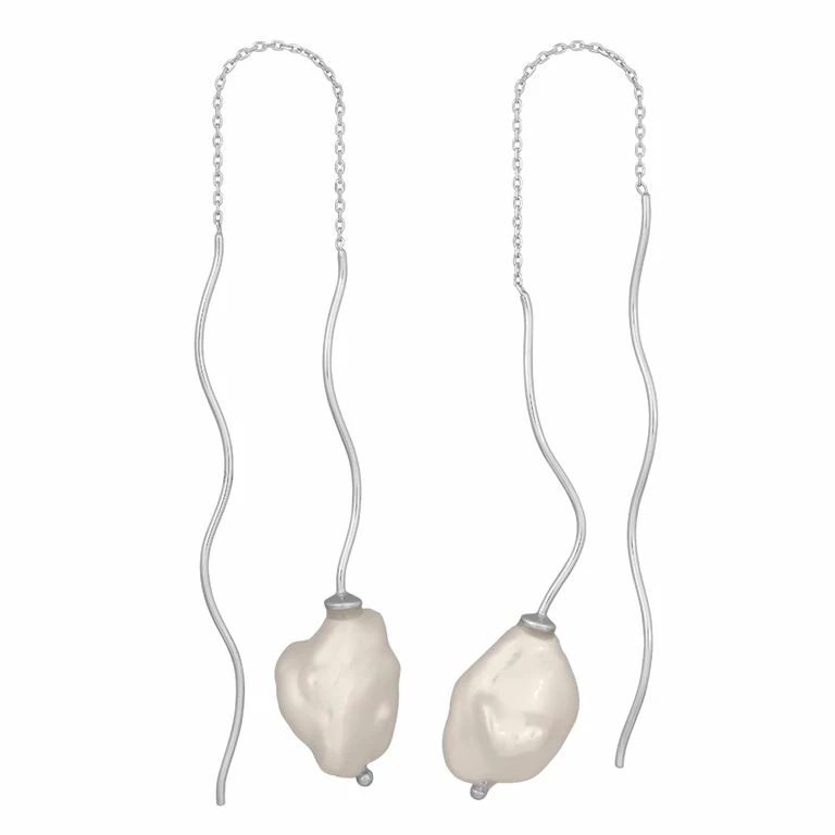 Nordahl 349 006 Baroque Ferskvandsperle Ørehænger, Sølv