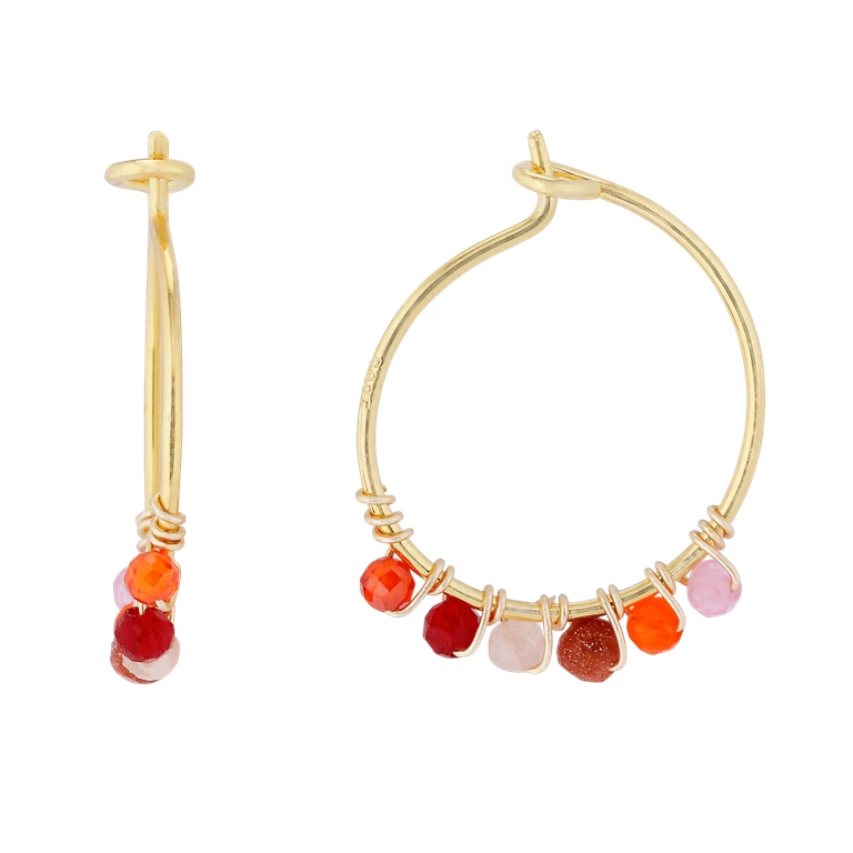 Nuni Copenhagen Maria Øreringe, Orange Multi/Guld 15 Mm