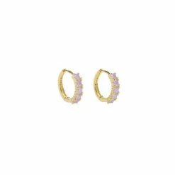 Pico Huggies Hoops Øreringe, Guld/Lilla