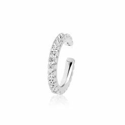 Sif Jakobs Jewellery Ellera Medio Ear Cuff, Sølv, Hvide Sten