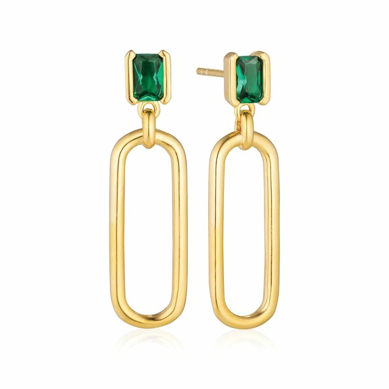 Sif Jakobs Jewellery Roccanova Lungo Øreringe, Guld/Grøn