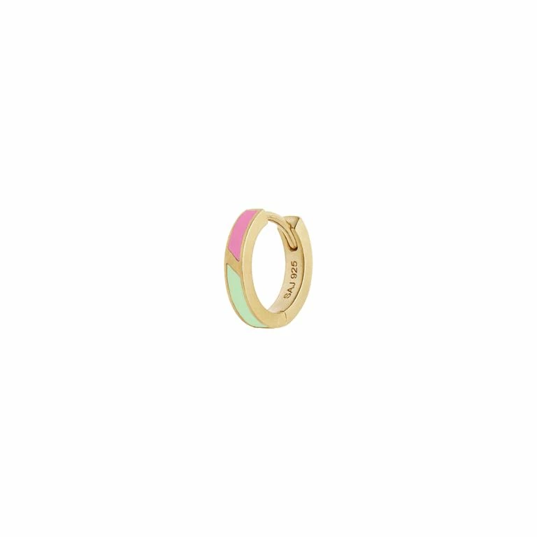 Stine A Petit Circus Huggie Ørering, Fresh Pink/Mint Green