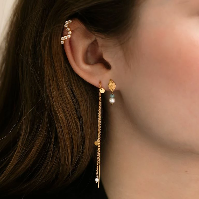 Stine A Ile De L'Amour Ørering, Guld/Lyseblå - Billede 2