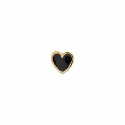 Stine A Petit Love Heart Ørering, Guld/Sort