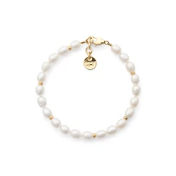 Friihof+Siig White Pearl Armbånd, Guld/Hvid